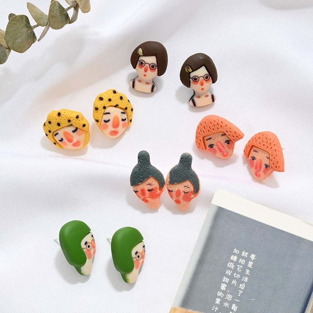Cartoon Funny Avatar Earrings Vintage Graffiti Handmade Soft