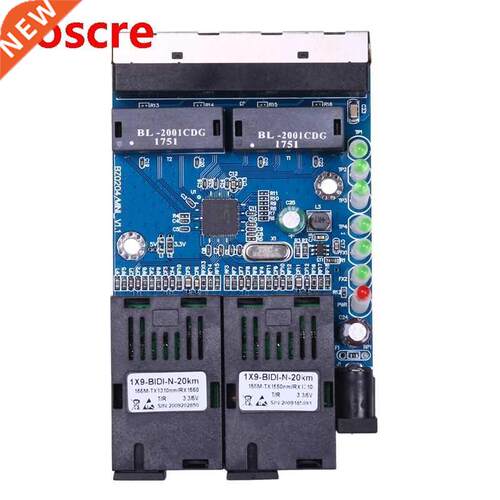 Ethernet Fiber Optic Switch 4 RJ45 2 SC Optical Media Conver