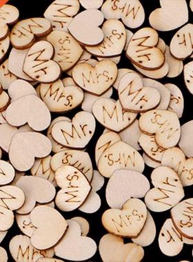 New 200Pcs MR./MRS. Wooden Hert Tble Confetti Wedding Prt