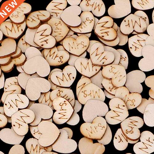 New 200Pcs MR./MRS. Wooden Hert Tble Confetti Wedding Prt