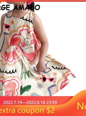 Korean Style New Summer Dress for Baby Girl Sveless Print