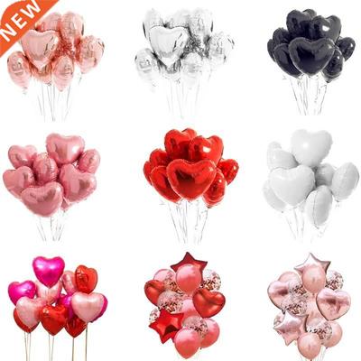 10pcs Multi Rose Gold Heart Foil Balloons Helium Balloon Bi
