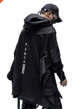 Techwear Hoodie Men Black Gothic Cosplay Japanese Setwear Cl
