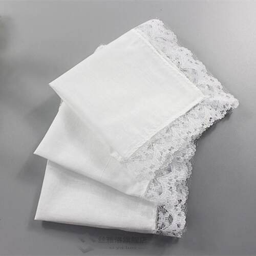 5pcs Wedding White Square Pocket Wo Lace Handkerchief Cotto