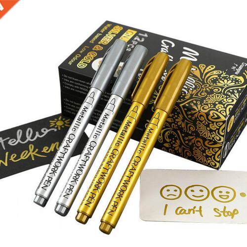 12pcs DIY Metallic Paint Marker Pens Gold Silver Waterproof
