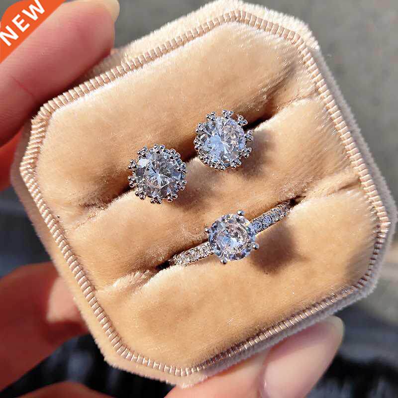 2pcs Pack Handmade AAA Zircon Silver Color Statement Jewelry
