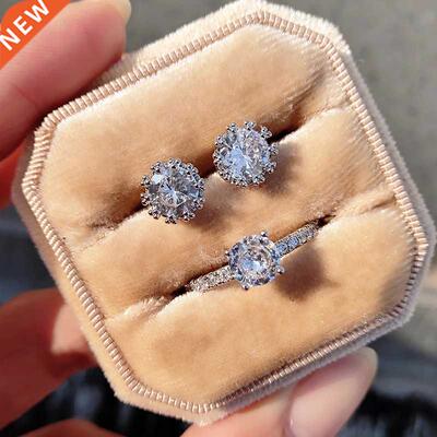 2pcs Pack Handmade AAA Zircon Silver Color Statement Jewelry