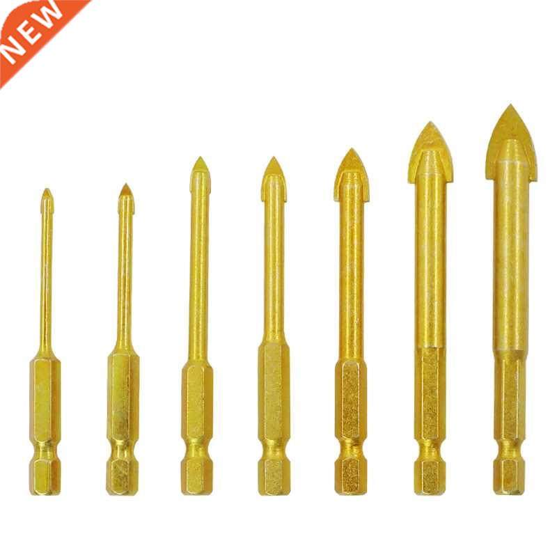 5/6/7Pc Glass Drill Bits Set Titanium Coated Hex Shank Ceram