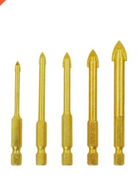 5/6/7Pc Glass Drill Bits Set Titanium Coated Hex Shank Ceram