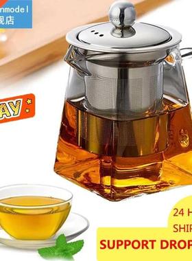 Hot Heat Resistant Glass Teapot With Stainless Steel Infuser