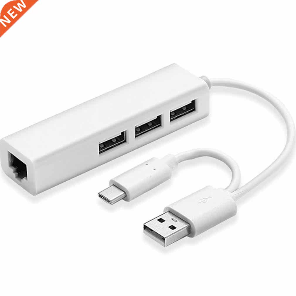 USB Ethernet with 3 Port HUB USB 2.0+Type-C RJ45 Lan Network