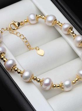 100% Real Freshwater Round Pearl Bracelet For Women Natural