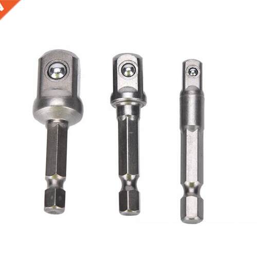 3pcs Chrome Vanadium Steel Socket Adapter Set Hex Shank to 1