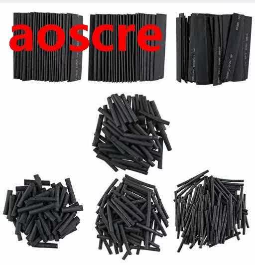 381pcs Black Heat Shrink Tubing Insulation Shrinkable Tube S