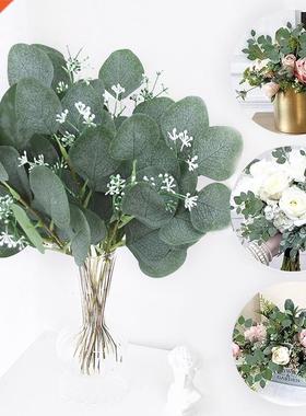 5pcs Artificial Plants Green Eucalyptus Leaves DIY Bridal Bo