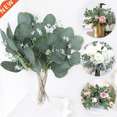 5pcs Artificial Plants Green Eucalyptus Leaves DIY Bridal Bo