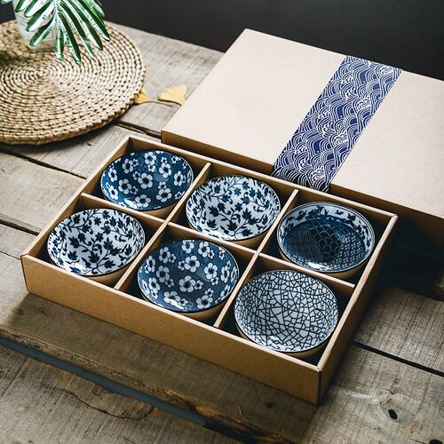 Japanese ceramic tableware gift bowl set Qinghua porcelain