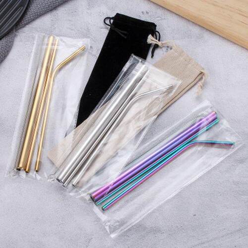 New 4 Pcs/Set Reusable Metal Drinking Straws 04 Stainless S