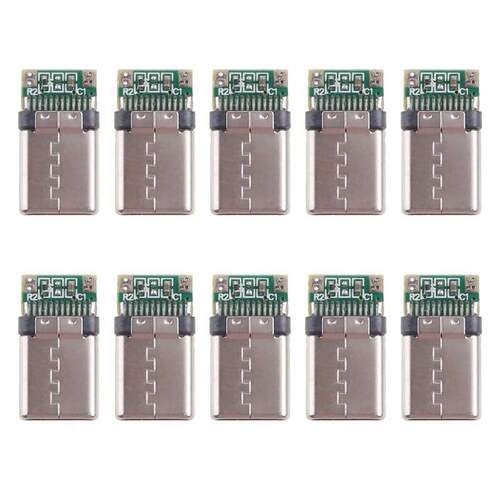 10 Pieces USB 3.1 Type-C Male Socket Connector 24 Pins for M