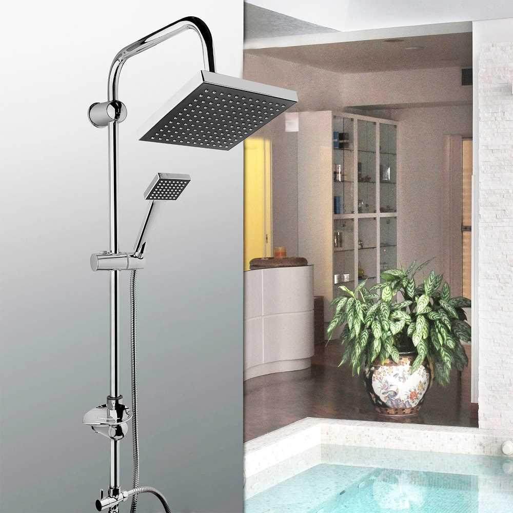 Chrome Shower Stall Faucet Set Rainfall Rain Mixer Towel Swi