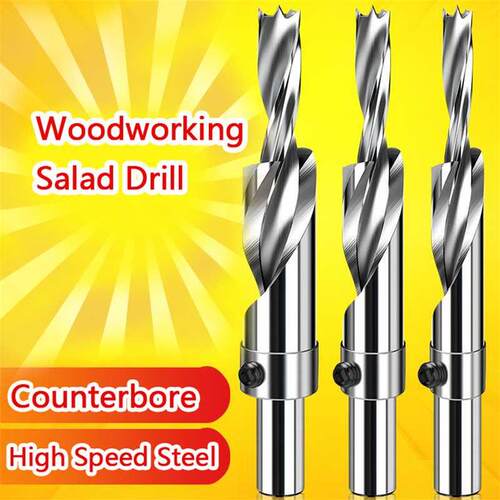 Woodworking Salad Drill 10mm Shank High Speed Steel Flat-bot