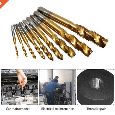9pcs Spiral Pointed Taps M2-M12 Tapping Thread Forming Drill