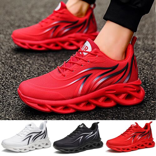 Men's Flame Printed Sneakers Flying Weave Sports Shoes Comfo