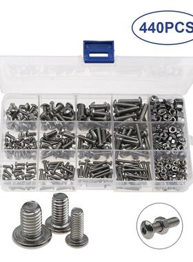 440pcs Stainless Steel Hexagon Socket Round H-ead Screw Nut