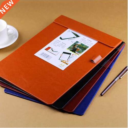 A5 Small Leather Clipbod Memo Paper Folding Writing Pad wi