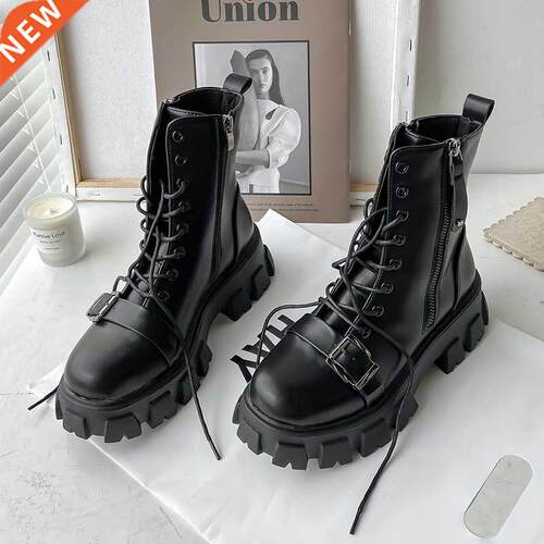 2021 New Winter Ankle Boots for Women Motorcycle Boots Chunk
