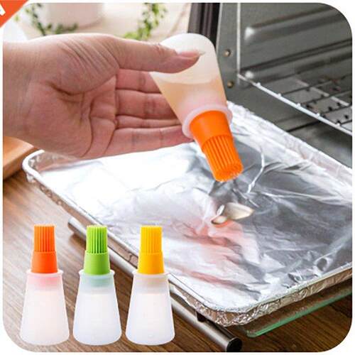 1 Pcs Portable Silicone Oil Bottle with Brush Grill Oil Brus