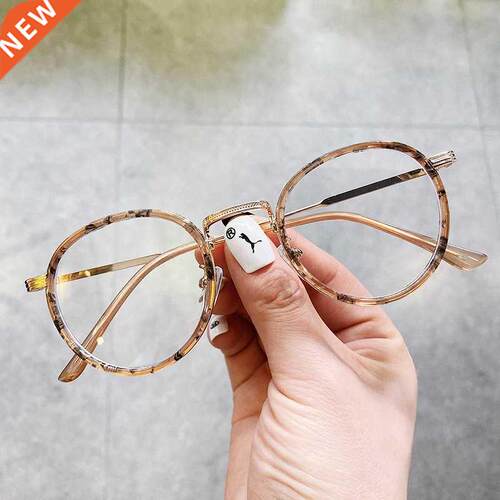 Amber Round Optical Anti Blue Light Glasses Woman Men Transp