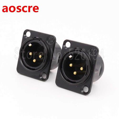 4pcs XLR Gold plated 3-Pin Male Chassis Panel Socket For CD