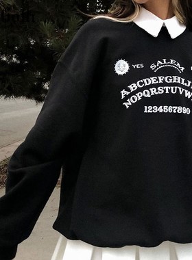 InsGoth Black Grunge Oversized Hoodies Gothic Harajuku Stree