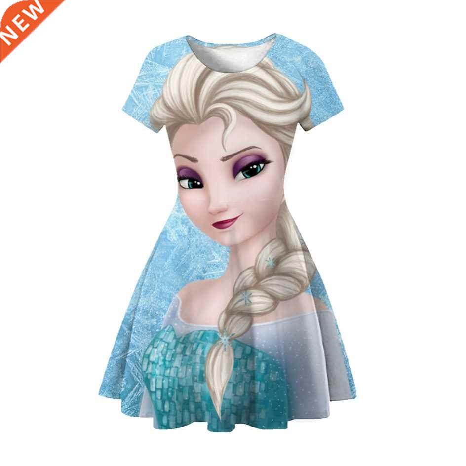 Dsney Elsa Prncess Dress Summer Clothng Frozen Crowned K