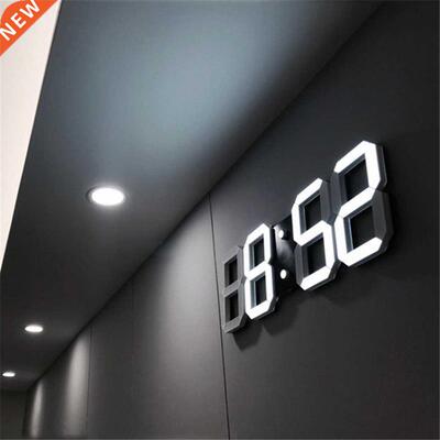 LED Digital Wall Clock Glowing Night Mode Brightness Adjusta