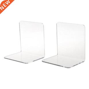 2Pcs Clear Acrylic Bookends L-shaped Desk Organizer Desktop