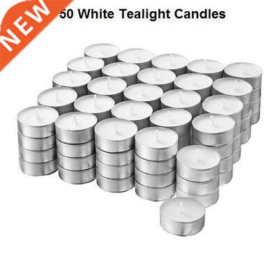 50pcs Candles White Unscented Smokeless Wax Tea Light 6g