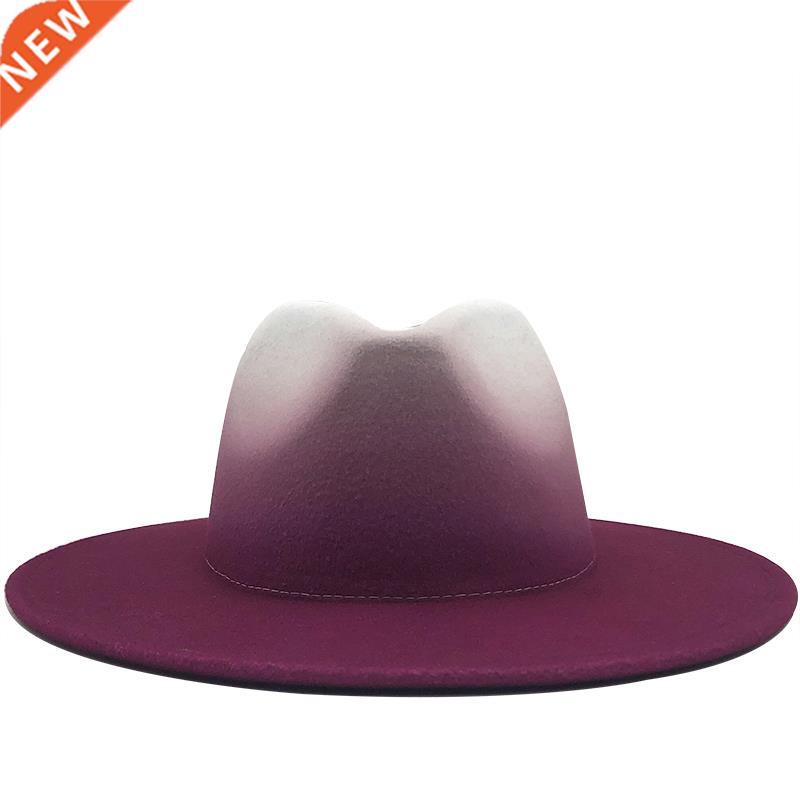 Women Men Wool Vintage Trilby Felt Fedora Hat With Wide Brim