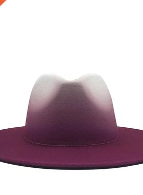 Women Men Wool Vintage Trilby Felt Fedora Hat With Wide Brim