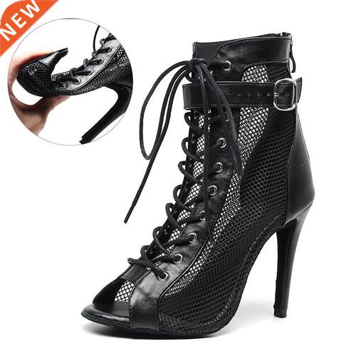 Women Mesh Ballroom Dance Boots Girls Black Nude Soft Bottom