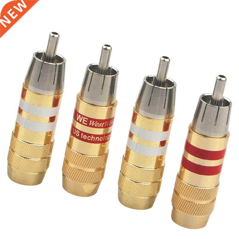 4Pcs Gold-plated RCA Connector Amplifier Plug HIFI RCA Lotus