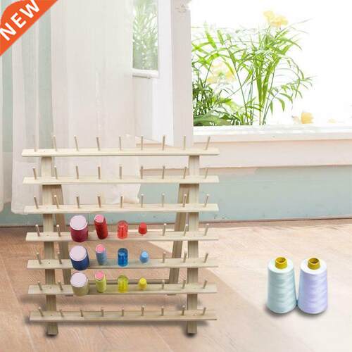 63 Spool Wood Sewing Thread Stand Organizer Embroidery Stor