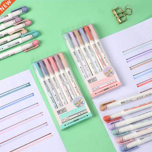 6Pcs/Set Creativity Double Head Hook Line Highlighter Cute J