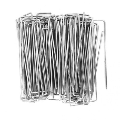 100Pcs Stainless Steel Ground Garden Staple Pins Grass Barri