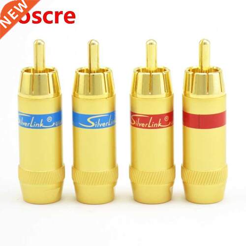 4pcs Male RCA Plug Wire Solder Audio Video Gold Plated Conne