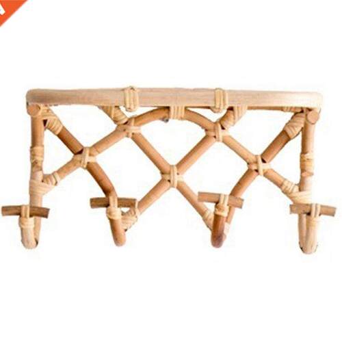 Rattan Clothes Hanger Hook Storage Rack Organzer Wall Mount