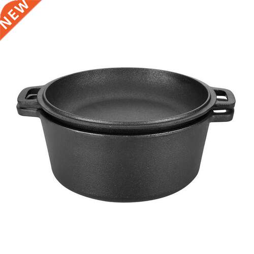 4.5L Double Dutch oven 2 in 1 Seasoned Ca Iron Double Dutc