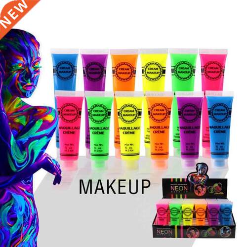 6 Pcs Set Face & Body Paint Neon Glow in the Dark 适用于