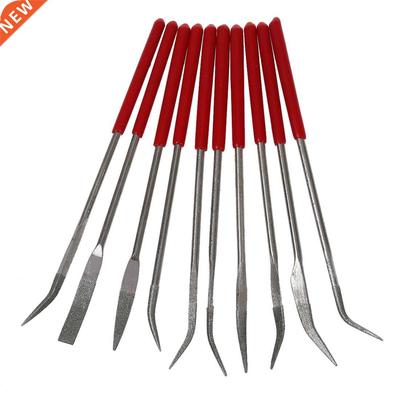 160 x 4mm Lapidary Bent Curved Diamond Needle Files Red Hand